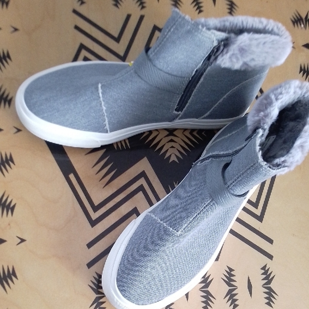 Blowfish Gray Ankle Boots with Faux Fur